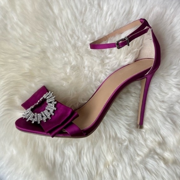 Express Shoes - NWT Express Purple Satin Bow Rhinestone Stilettos with Crystals